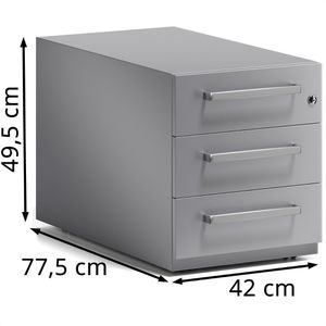 Produktbild für Rollcontainer Bisley Note, aus Metall, silber