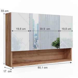 Produktbild für Spiegelschrank Vicco Irma, weiß hochglanz / eiche