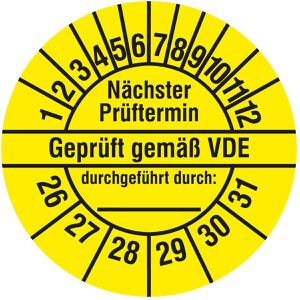 Prüfplaketten Böttcher-AG Nächste Prüftermin geprüft gem. VDE