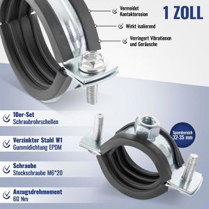 Produktbild für Rohrschelle Poppstar 1011136, Schraubrohrschelle, Set
