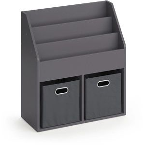 Bücherregal Vicco Luigi, grau, mit 2 Faltboxen