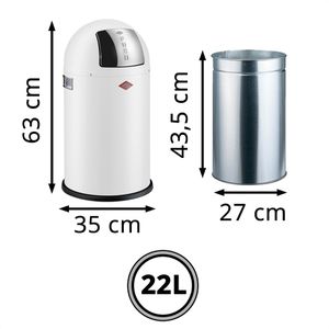Produktbild für Mülleimer Wesco Pushboy Junior, weiß matt