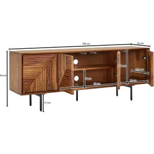 Produktbild für Lowboard Wohnling WL6.557, aus Massivholz, grifflos, sheesham