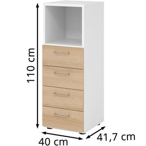 Produktbild für Kombischrank Hammerbacher Serie 9 Advanced, eiche / weiß
