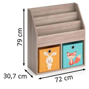 Produktbild für Bücherregal Vicco Luigi, sonoma eiche, mit 2 Faltboxen