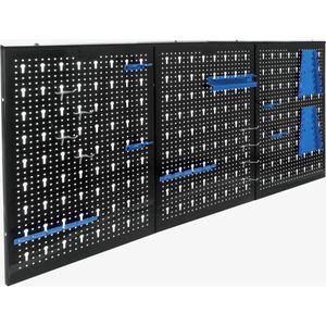Werkzeugwand Arebos 3-teilig, schwarz, aus Metall
