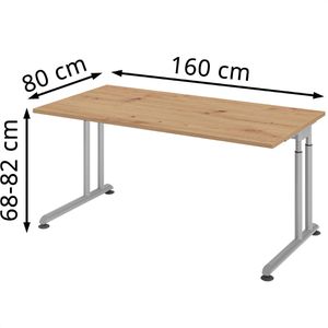 Produktbild für Schreibtisch Hammerbacher Z-Serie, asteiche / silber