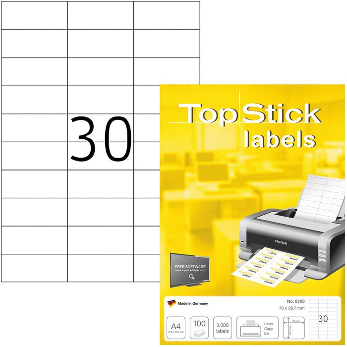 TopStick 8714 Multi-Purpose Labels, 14 Labels Per A4 Sheet, 105 X 42.3 - View #6