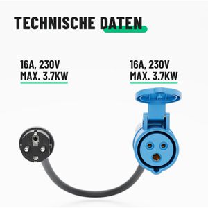 Produktbild für CEE-Adapter Absina 911009, Länge 1,5 m