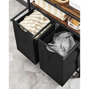 Produktbild für Wäschekorb Vasagle BLH211B01, schwarz, 2 Fächer