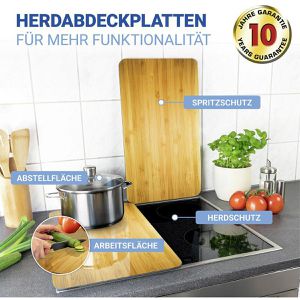 Produktbild für Herdabdeckplatte Wenko mit Holzoptik, aus Sicherheitsglas