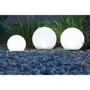 Produktbild für Wegeleuchte Heitronic Boule, weiß, LED, mit Solar