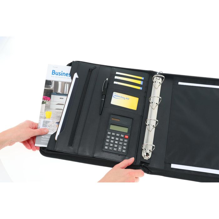 WEDO 581101 College Conference Folder With 4 Rings, Black With