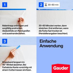 Produktbild für Abdeckfolie Gauder Malerkrepp-Masker, 2in1, 3 Stück