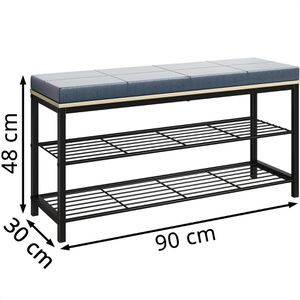 Produktbild für Schuhbank VCM Taliro, schwarz / blau, aus Metall