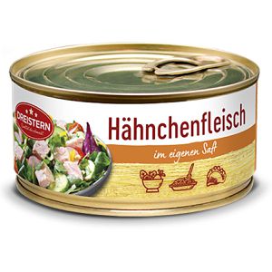 Dreistern Wurstkonserve Hähnchenfleisch im eigenen Saft, Hähnchenfleisch, 300 g