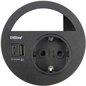 Einbausteckdose EVOline Circle80, mit 3 m Kabel