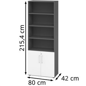Produktbild für Kombischrank Hammerbacher Serie 9 Advanced, weiß / graphit