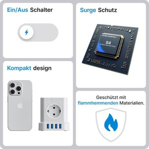 Produktbild für Steckdosenwürfel Voomy Power Cube S5, mit Schalter, weiß