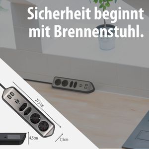 Produktbild für Tischsteckdose Brennenstuhl estilo, mit 2 m Schuko Kabel