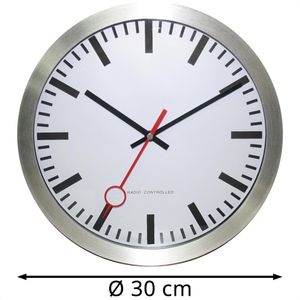 Produktbild für Wanduhr Eurotime 59002, Aluminium, analog, Funkuhr