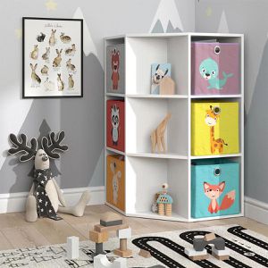 Produktbild für Bücherregal Vicco Luigi, weiß, mit 6 Faltboxen