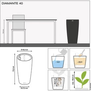 Produktbild für Übertopf Lechuza DIAMANTE Premium 40 weiß hochglanz, Ø 40x75cm