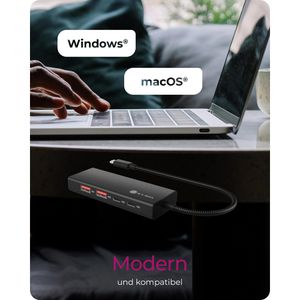 Produktbild für USB-Hub ICY-BOX IB-HUB1436-CPD, schwarz, mit Metallgehäuse