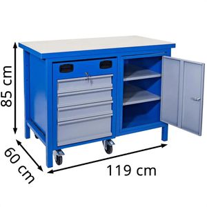 Produktbild für Werkbank Güde P 1200 SLT Multi, 40932, blau, mit Rollen