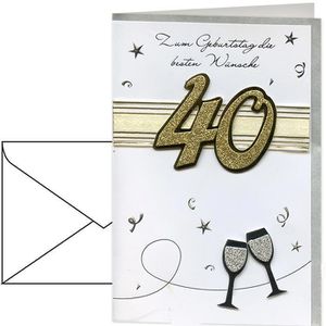 Geburtstagskarte 40 Jahre Business Blätter Silber Applikation