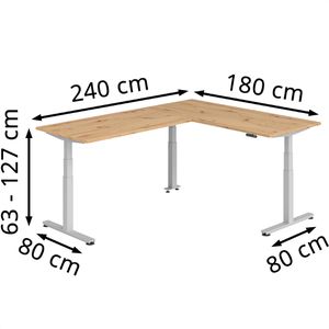 Produktbild für Schreibtisch Hammerbacher XDSMW, asteiche / silber