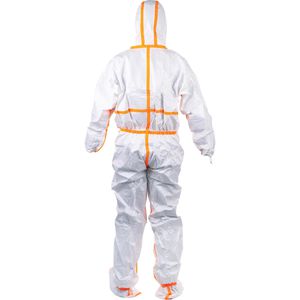 Produktbild für Schutzanzug Uvex 4B mit Füßen, weiß-orange