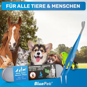 Produktbild für Zeckenpinzette BluePet 2in1 Tick Hook + Tweezer mit Metall-Box