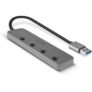 Produktbild für USB-Hub Lindy 43309, grau, mit Metallgehäuse