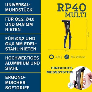 Produktbild für Blindnietzange Rapid RP40 Multi