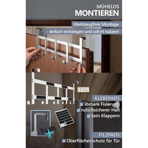 Produktbild für Türhaken 4smile für Außenseite, mit 5 Haken, silber