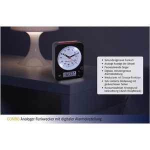 Produktbild für Wecker TFA 60.1511.01.05 Combo schwarz, analog