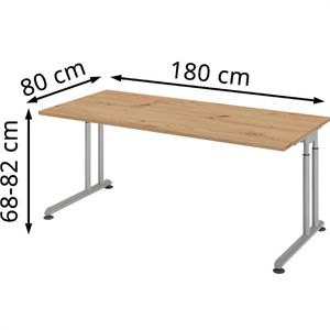 Produktbild für Schreibtisch Hammerbacher Z-Serie, asteiche / silber