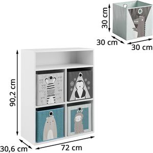 Produktbild für Bücherregal Vicco Luigi, weiß, mit 4 Faltboxen