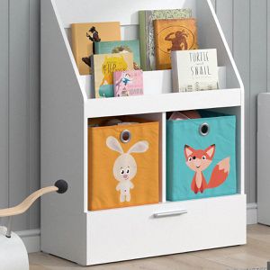 Produktbild für Bücherregal Vicco Luigi, weiß, mit 2 Faltboxen