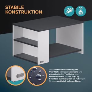 Produktbild für Couchtisch CASARIA Santa Cruz, aus Holz, anthrazit / weiß