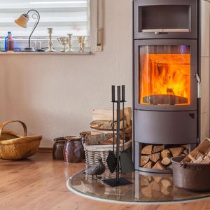 Produktbild für Kaminbesteck Relaxdays 10028775, aus Metall, schwarz, 4-teilig