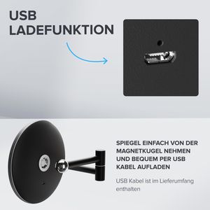 Produktbild für Kosmetikspiegel ovimar Leinoya, dimmbare Beleuchtung, schwarz