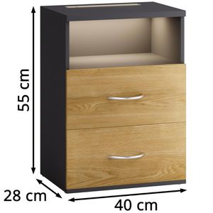Produktbild für Nachttisch CASARIA Jamie, 109677, braun / anthrazit, 2er Set