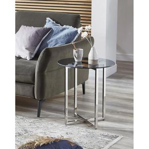 Produktbild für Beistelltisch Haku-Möbel 18576, Ricardo 1, grau, Glas / Metall