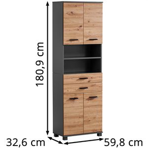 Produktbild für Badschrank Schildmeyer Palermo 701947, 4 Füße, eiche/anthrazit