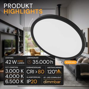 Produktbild für LED-Panel Enovalite ELED300218, schwarz, Ø 50 cm