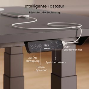 Produktbild für Schreibtisch FlexiSpot E7B Plus, schwarz / schwarz