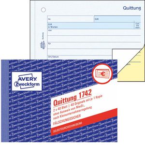 Produktbild für Quittungsblock Zweckform 1742, fälschungssicher, ohne MwSt.