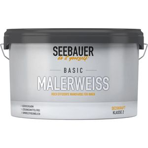 Seebauer-DIY Wandfarbe Basic-Malerweiß, weiß, Dispersionsfarbe, matt, 2,5 Liter